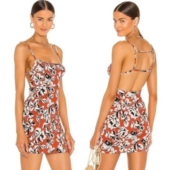 Free People Bring it Back rust floral mini dress size L - Picture 1 of 13
